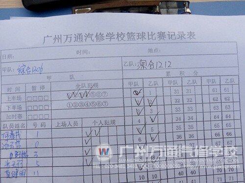 比赛记录表